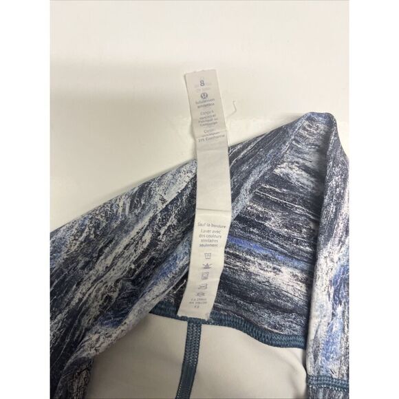 Lululemon Women's Abstract Striped Blue Green High Waist Ankle Leggings Size 8 - Picture 8 of 10
